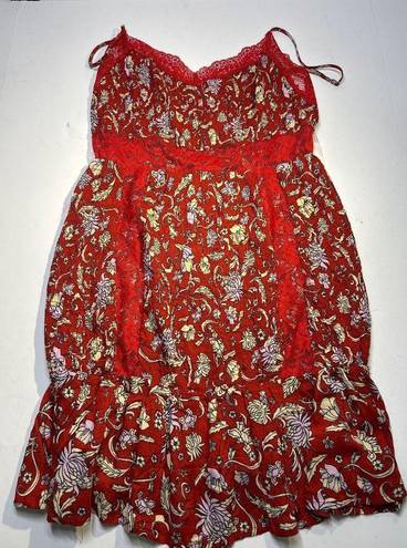 Free People  NWT Last Night Mini Nightgown Slipdress in Cherry Combo size medium