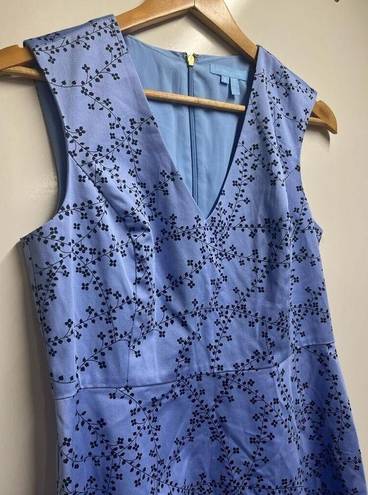 Draper James  Love Circle Dress Womens 6 Blue Black Clover Vines Floral Back Zip