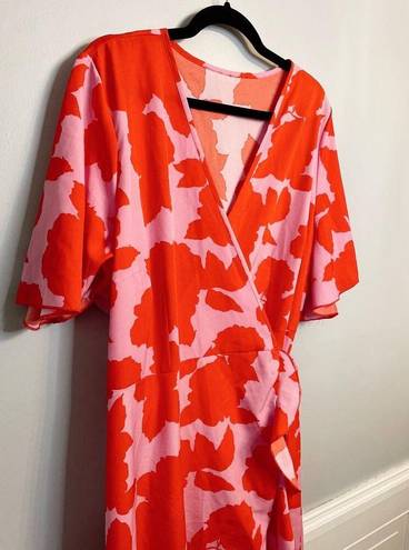 Blossom Women's True Wrap, Short Sleeve, Bold Boho  Dress, Fits like XXL