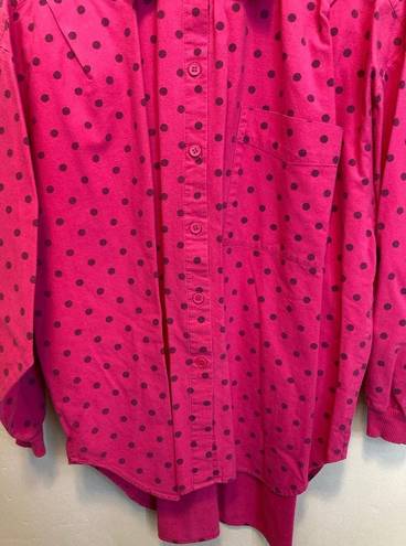 American Vintage 80's Vintage Sweet Baby Jane Long Sleeve Collared Polka Dot Button Up Size Large