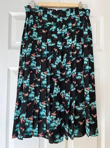 J.Crew  Pleated Midi Skirt in Botanical Bees Print