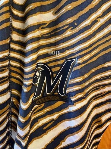 Majestic Milwaukee Brewers Zubaz LEGGINGS Activewear Pants Adult XS Blue Gold  (3