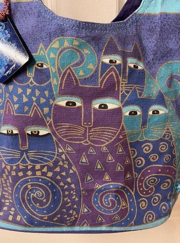 indigo. Cat Scoop Tote by Laurel Burch