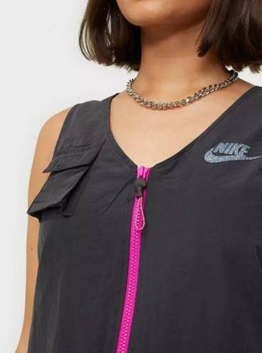 Nike Women’s Sportswear Icon Clash Romper Black Pink Zipper / Size S