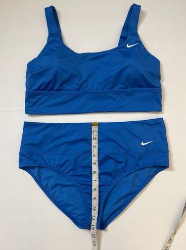 Nike Pacific Blue Midkini & High Waisted Bikini 2-Piece Swim Set Sz XL Women