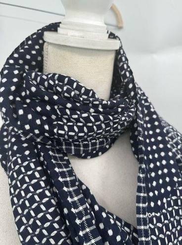 Edge Trenery Polka Dot Navy And White Fringe  Women’s Casual Soft Artsy Scarf