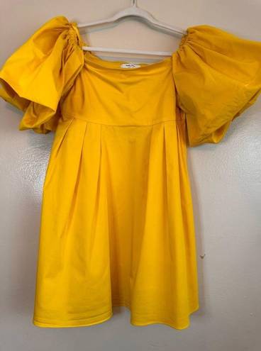 Peter Som  Collective puff sleeve Yellow Satin Dress size 10/ M