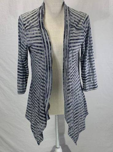 Live and let live  Open Front Asymmetrical hem Gray Striped Cardigan Size Medium