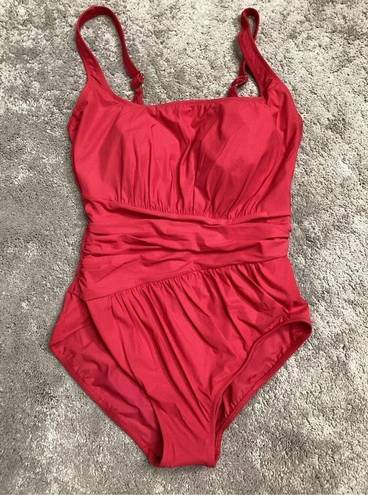 Gottex New.  red ruched swimsuit. Size 12. Retails $168