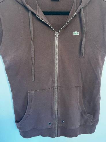 Lacoste Y2K  SPORT Chocolate Brown Zip Up Vest  w/Front Pockets sz. 40/S-M