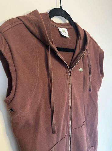 Lacoste Y2K  SPORT Chocolate Brown Zip Up Vest  w/Front Pockets sz. 40/S-M