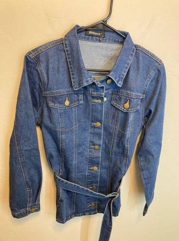 Allegra K  Long Sleeve Denim Tie Waist Belt Button Up Jacket NEW Size Medium