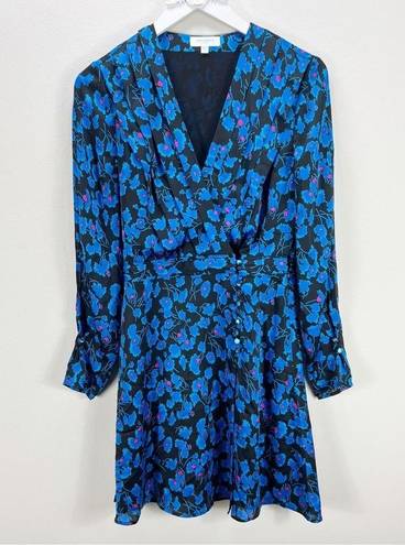 Equipment  Collie Floral Faux Wrap Blue Print Crepe Dress Size Small S