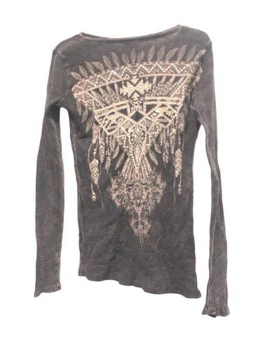 Vocal Y2K  Affliction Style Long Sleeve Thermal Top Size Medium