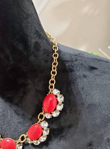 Stella & Dot  Red "MAE" Statement Necklace, Pre-owned 18"- 23"