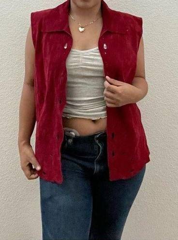 Coldwater Creek - Deep Red Velvety Leather Vest
