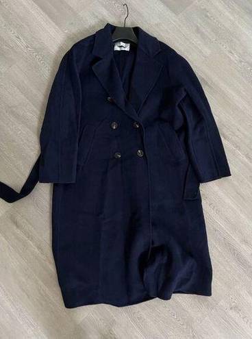 Max Mara Women's  Wool Double Breasted Coat Overcoat M Navy