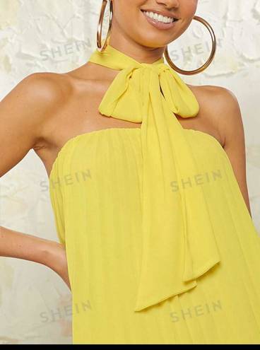 SheIn Haute neck tie pleated dress