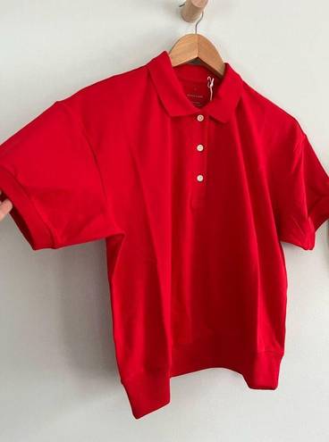 Everlane  | The Oversized Polo Top | Goji Berry Red | Sz S | NWT