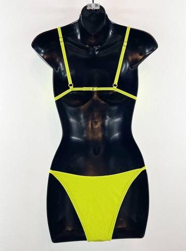 Solid & Striped  The Morgan Two Piece Bikini Set Swimsuit Neon Yellow Small