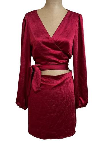 Stylestalker  ruby satin wrap front mini dress size Large