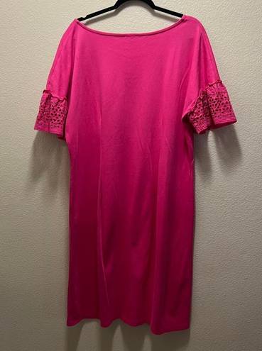 Talbots  Shift Sheath Knit Knee Length Crochet Sleeve Short Sleeve Dress Size XL