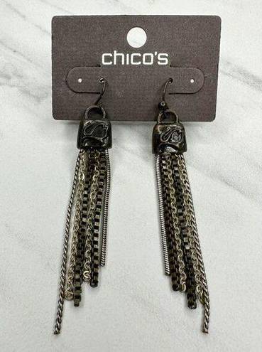 Chico's  Sum Dangle Silver and Gold Tone Earrings Pierced Pair