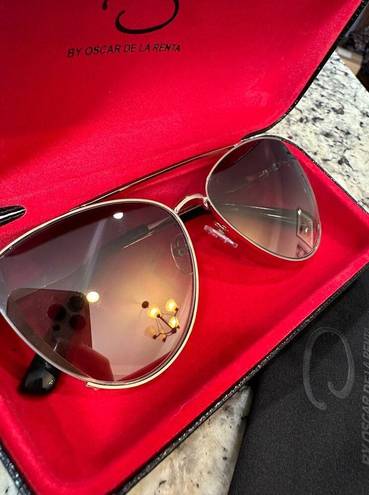 Oscar de la Renta Designer  Gold Cat Eye Aviator Sunglasses Jordana Summer