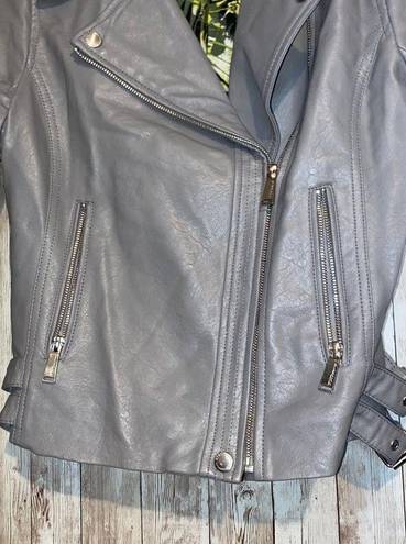 BCBGeneration  BCBG Gray Faux Leather Motorcycle Biker Moto Coat Jacket Size Smal