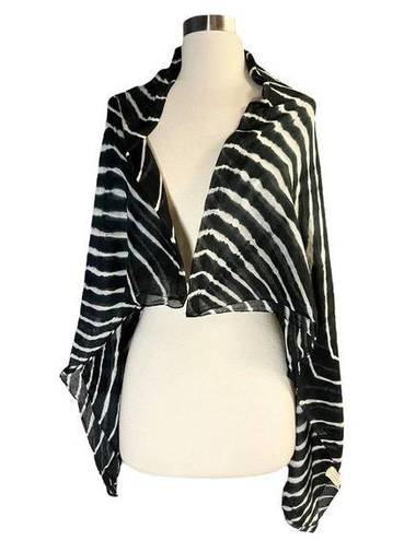 Oscar de la Renta  VINTAGE Gauze Scarf Shawl Pareo Black White 64 x 44 EUC