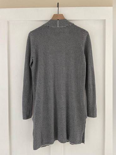 Loft  Striped Pocket Open Front Linen Blend Cardigan