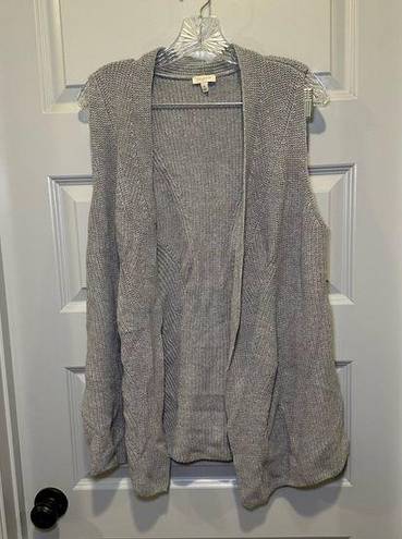 Talbots  Light Grey Knit Open Front Sleeveless Vest Sweater size M