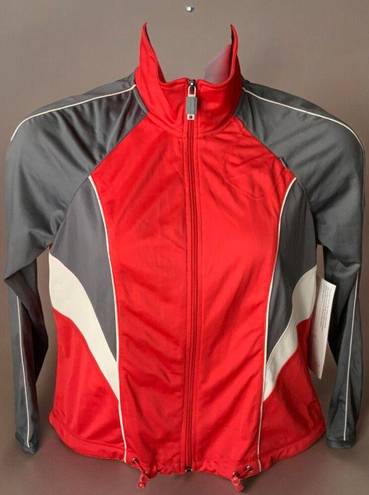 Oleg Cassini  Sport Red Track Jacket Womens Petite Lightweight Zip Cotton New PL