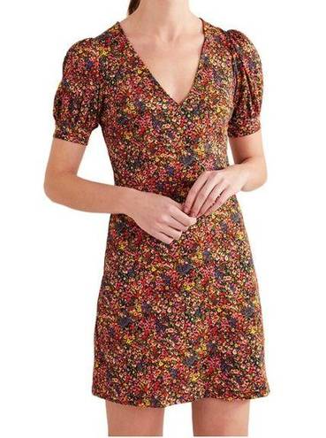 Petal Boden V Neck Jersey Mini Dress Gardenia Floral  8R