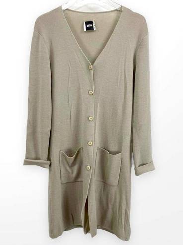 DKNY 00s  Vintage Cream Wool Knit V-Neck Cardigan Sweater