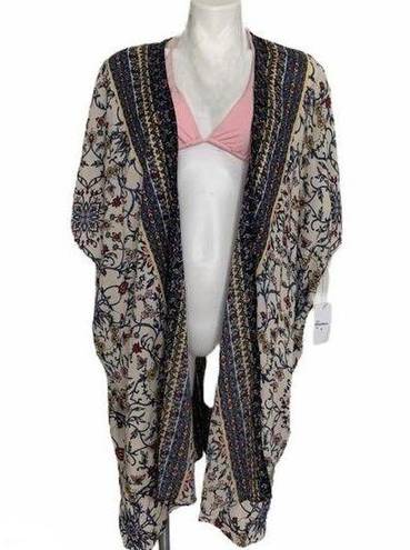 Gypsy Boho Bohemian hippie KIMONO duste cover size Small - Large top beige 