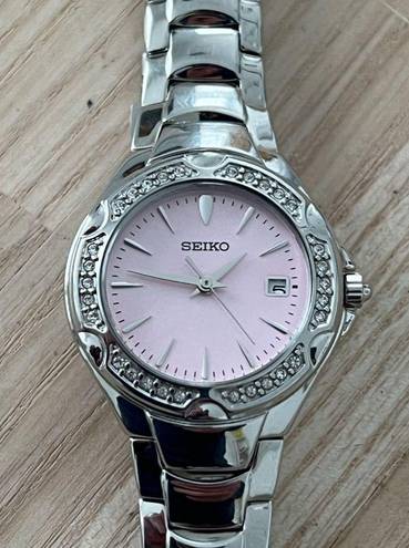 Seiko  Ladies Watch Crystal Embellishments Pink Dial Stainless Bracelet Date