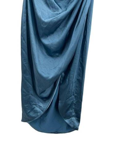 Elliatt  Cassini Dress One Shoulder Midi Satin Blue Large