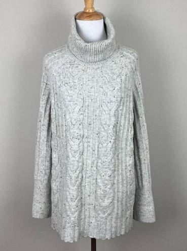 Krass&co The White Label  Sweater M Womens Gray Cable Knit Turtleneck‎ Wool Alpaca