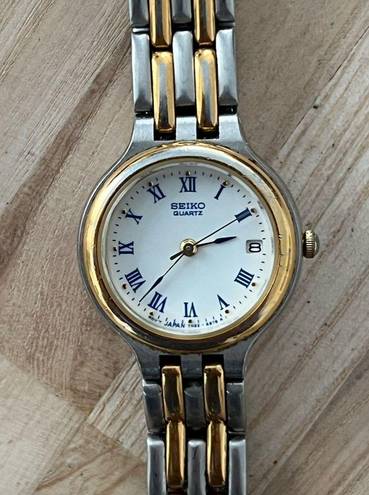 Seiko  Ladies Watch Vintage Round White Dial Two Tone Bracelet Date Window