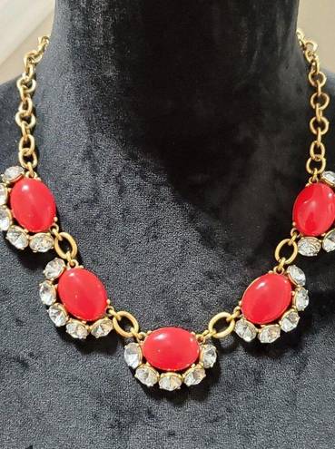 Stella & Dot  Red "MAE" Statement Necklace, Pre-owned 18"- 23"