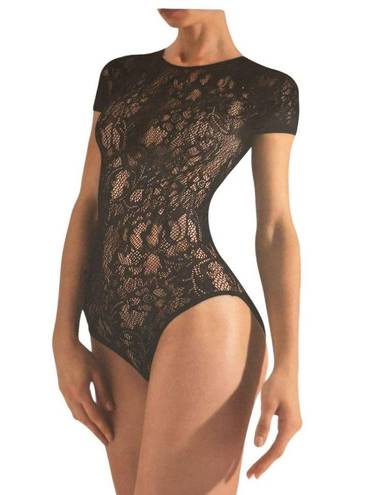 Natori  Romance Short Sleeve Allover Floral Lace Nylon Fabric Bodysuit Large