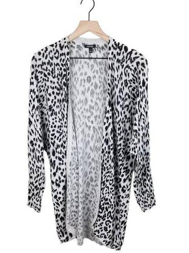 Apt. 9  Grey Black Leopard Animal Print Open Front Long Cardigan Sweater Size XL