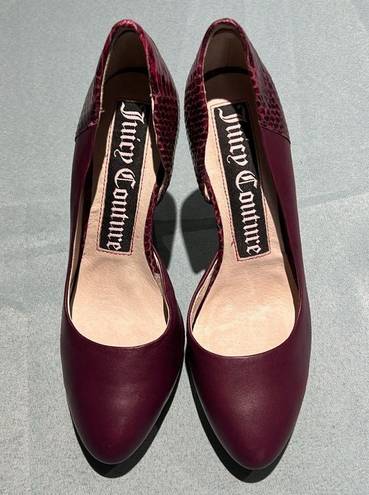 Juicy Couture  Leather Plum & Python Heels Size 7.5.  B56