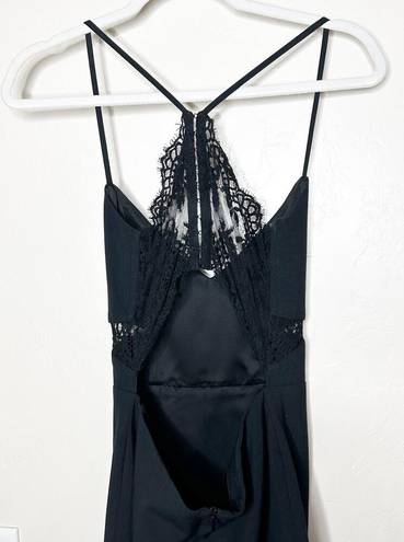 Michelle Mason  Revolve Black Lace Cocktail Spaghetti Strap Open Back Mini Dress
