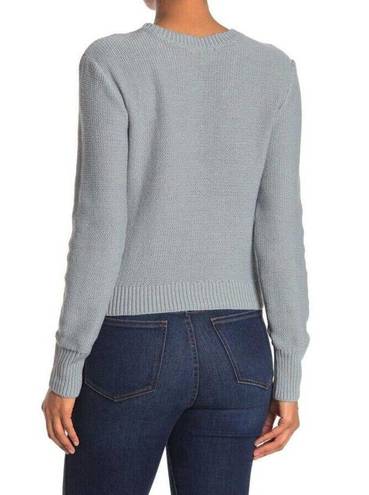 Abound  Cable Knit Open Knit Crew Neck Sweater in Green Shore M