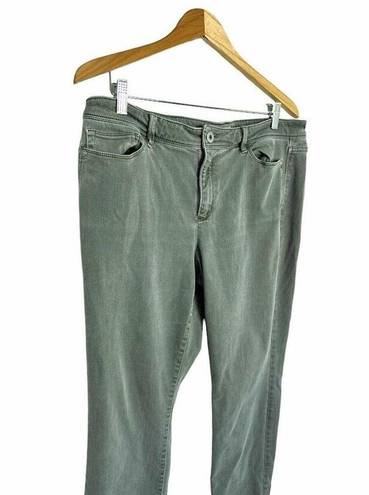 J.Jill  Denim Authentic Fit Slim Ankle Jeans Stretch Cotton Blend Green Size 14