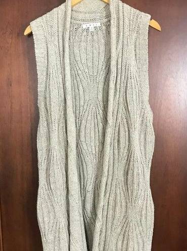 CAbi  Tan Cotton Wool Blend Open Front Knitted Long Cardigan Vest