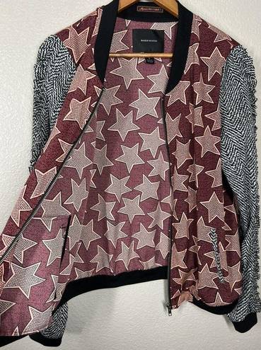 Maison Scotch  Star Mixed Print Bomber Jacket Size 4 Lightweight Ruffled XL