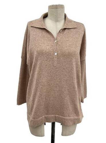 Tuckernuck  Clayton Knit Linen Polo Sweater Tencel Linen Tan Beige Size XS/S